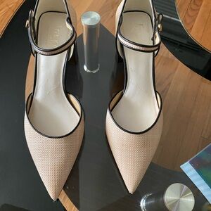 Franco Sarto Beige and Black Heels